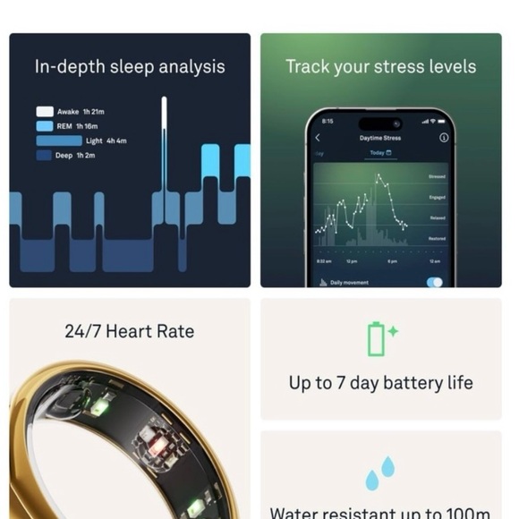 Oura Ring Gen 3 – Heritage Gold – Size 8 – Wellness & Sleep Tracker - Picture 5 of 9
